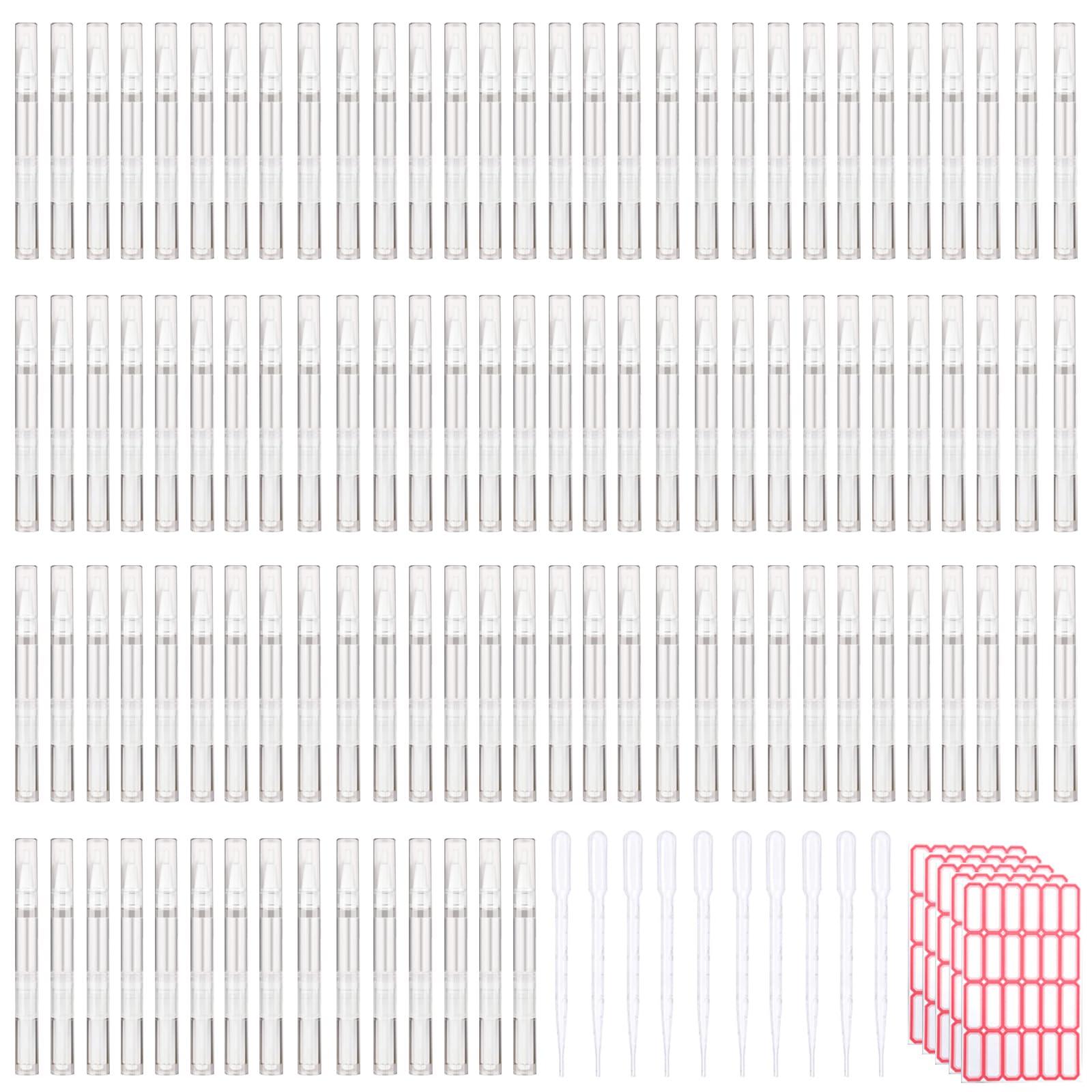 Olutacot 110 Pcs 3 ml Empty Cuticle Oil Pen Transparent Twist Pen Empty Nail Oil Pen with Brush