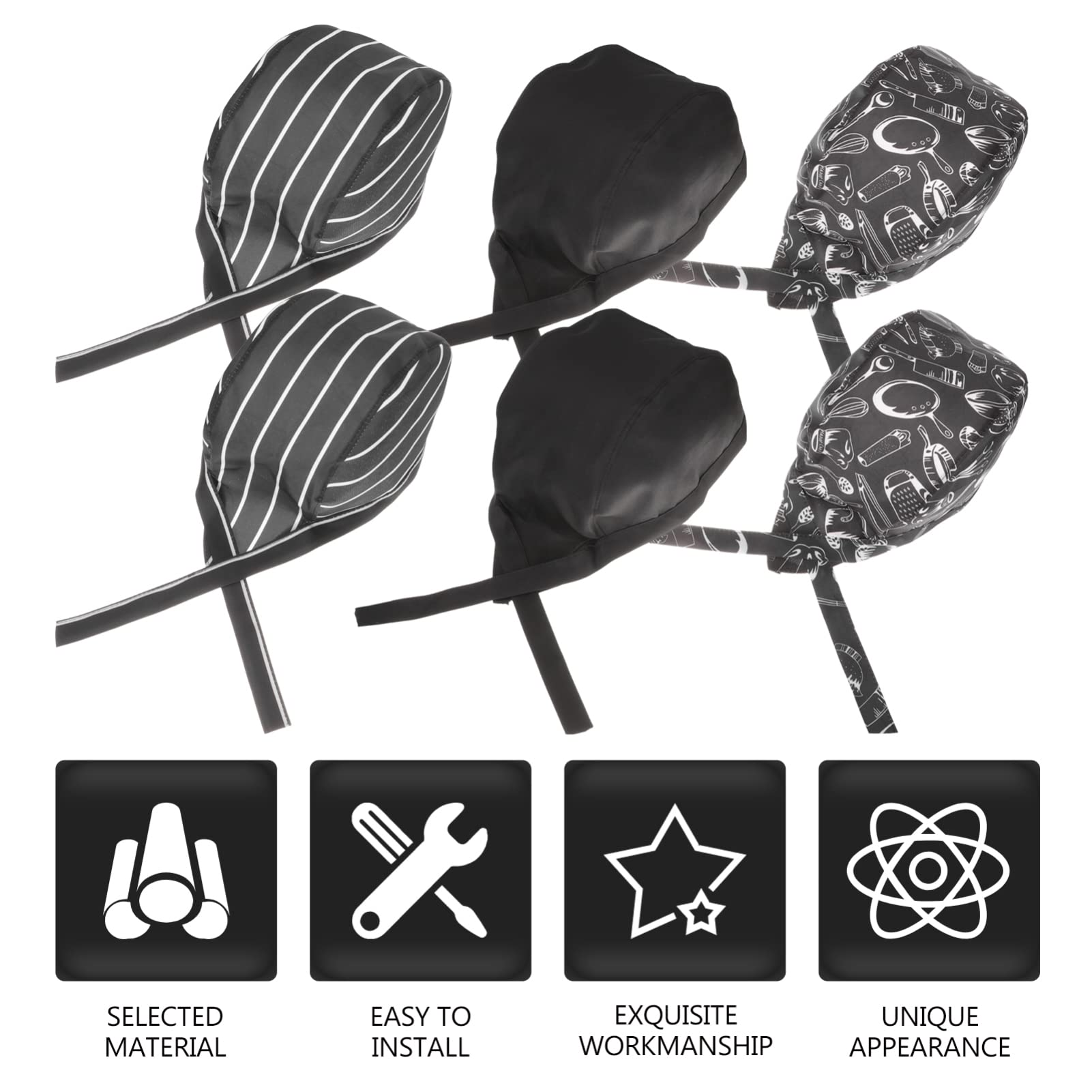6 Gorros de Chef Mantienen el Cabello Recogido Transpirables Ajustables de Algodón Unisex y Cómodos para Cocina y Hoteles para Hombres y Mujeres