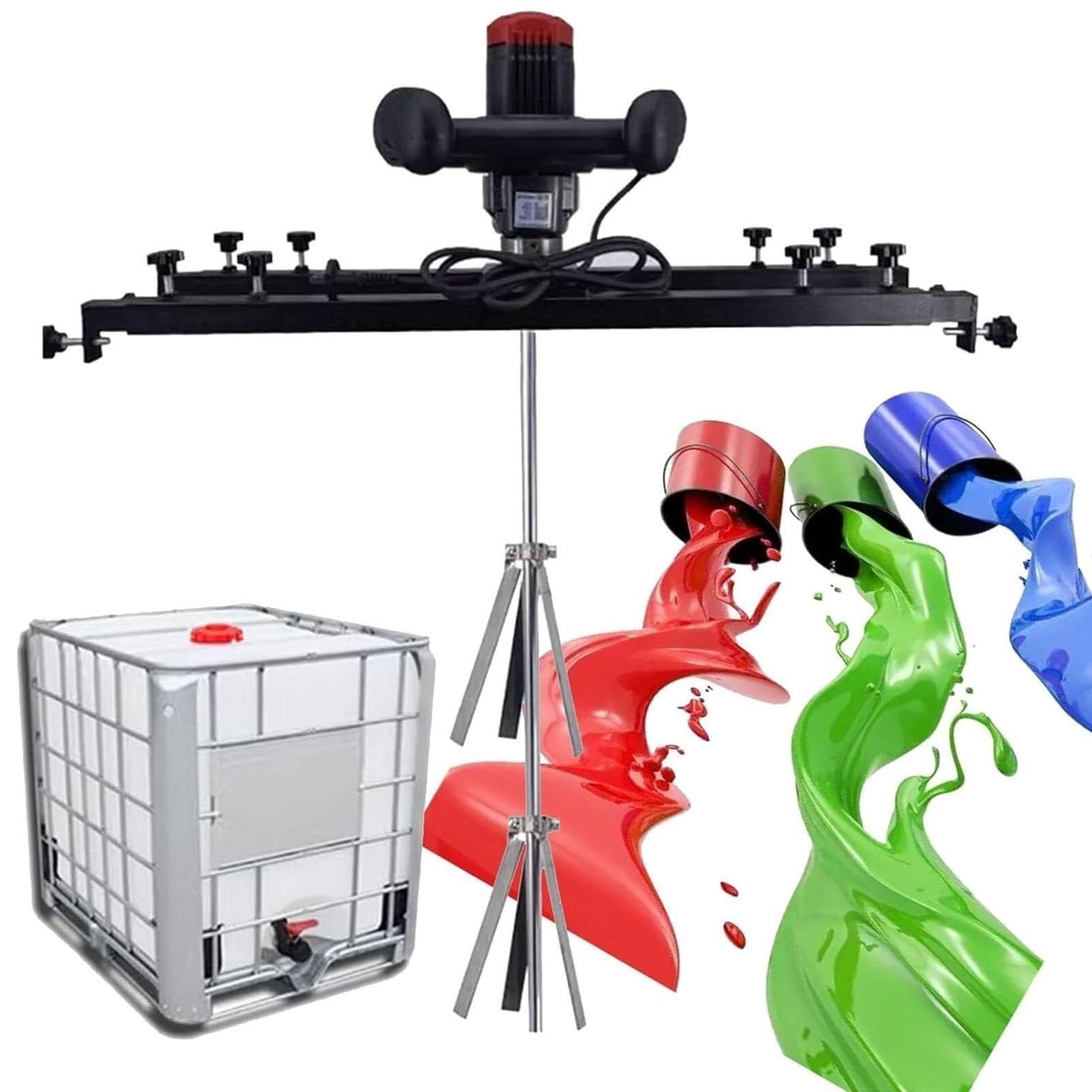Mezclador de Pintura IBC, máquina mezcladora de Tanque eléctrica de 3280 W, con Soporte Colgante y hélice Plegable, diámetro del Impulsor 40 cm, Rango teles(