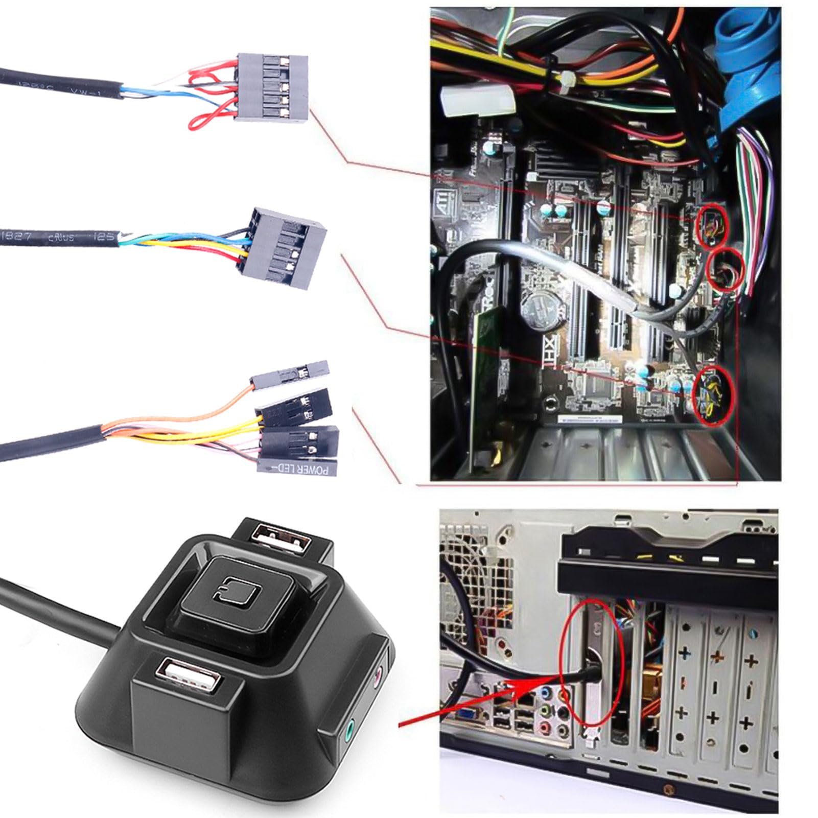 Pulsante Di Accensione Esterno Per PC Con Cavo USB 150 Cm – Interruttore Desktop Per Computer, Adesivo O A Vite, Comodo Per Case Difficili