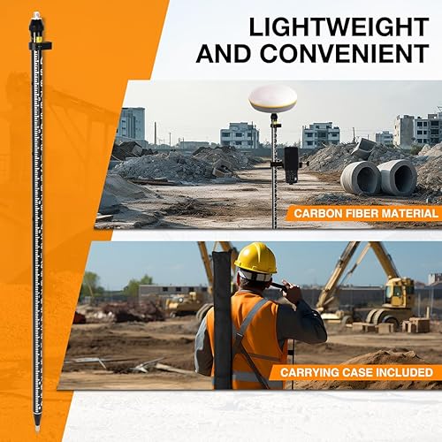 Miniatura 5 de Poste GPS de fibra de carbono, postes GPS con cierre a presión para topografía e ingeniería GPSGNSS accesorios e instrumentos (GLS26B)