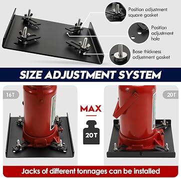 Bottle Jack Base Plate, Universal Bottle Jack Stabilizer, Stabilizing Jack Landing Pad, Adjustable Size, Enlarged Base, Fit for improving The Stability of The Jack(MAX 20 Tons)
