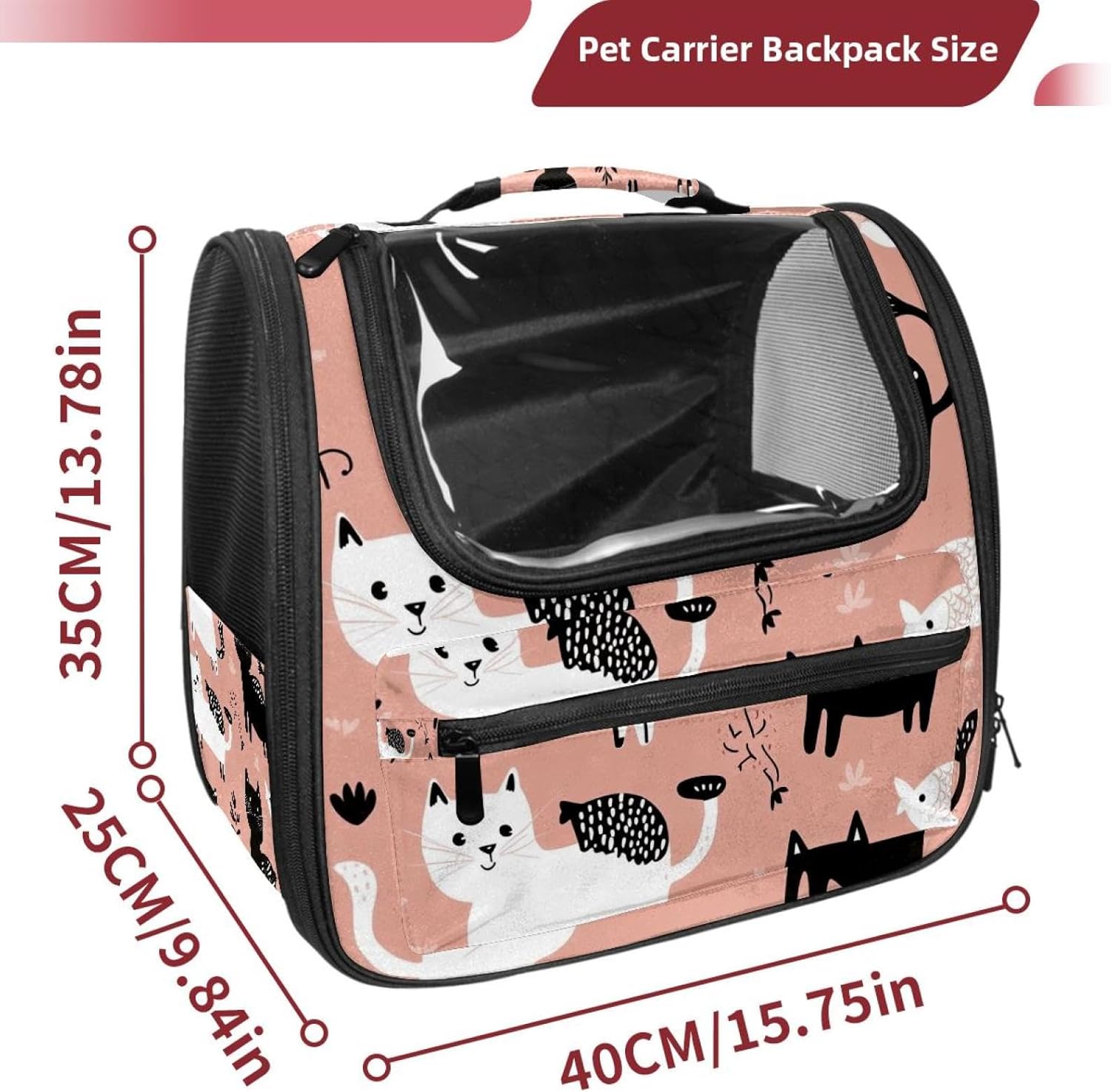 Portable Travel pet Backpack Carrier Hamster Bag Small Dog cat Carrier Breathable Hang Bag, White Black Brown Cats (3)