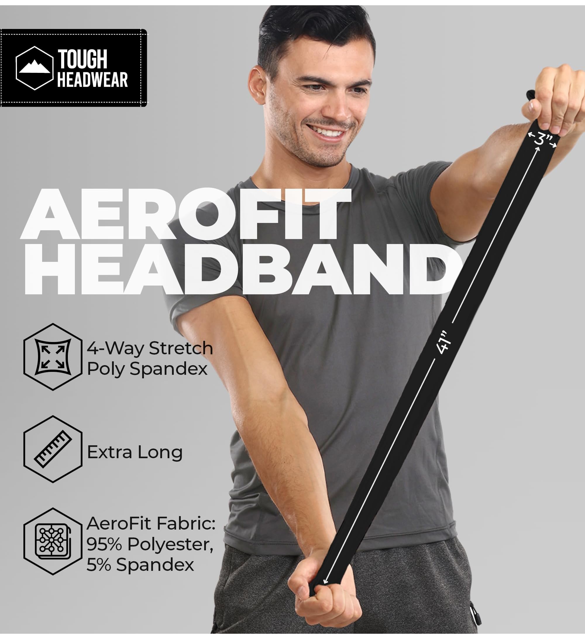 Tough Headwear Fascia per capelli da uomo, per sport, corsa, calcio, allenamento