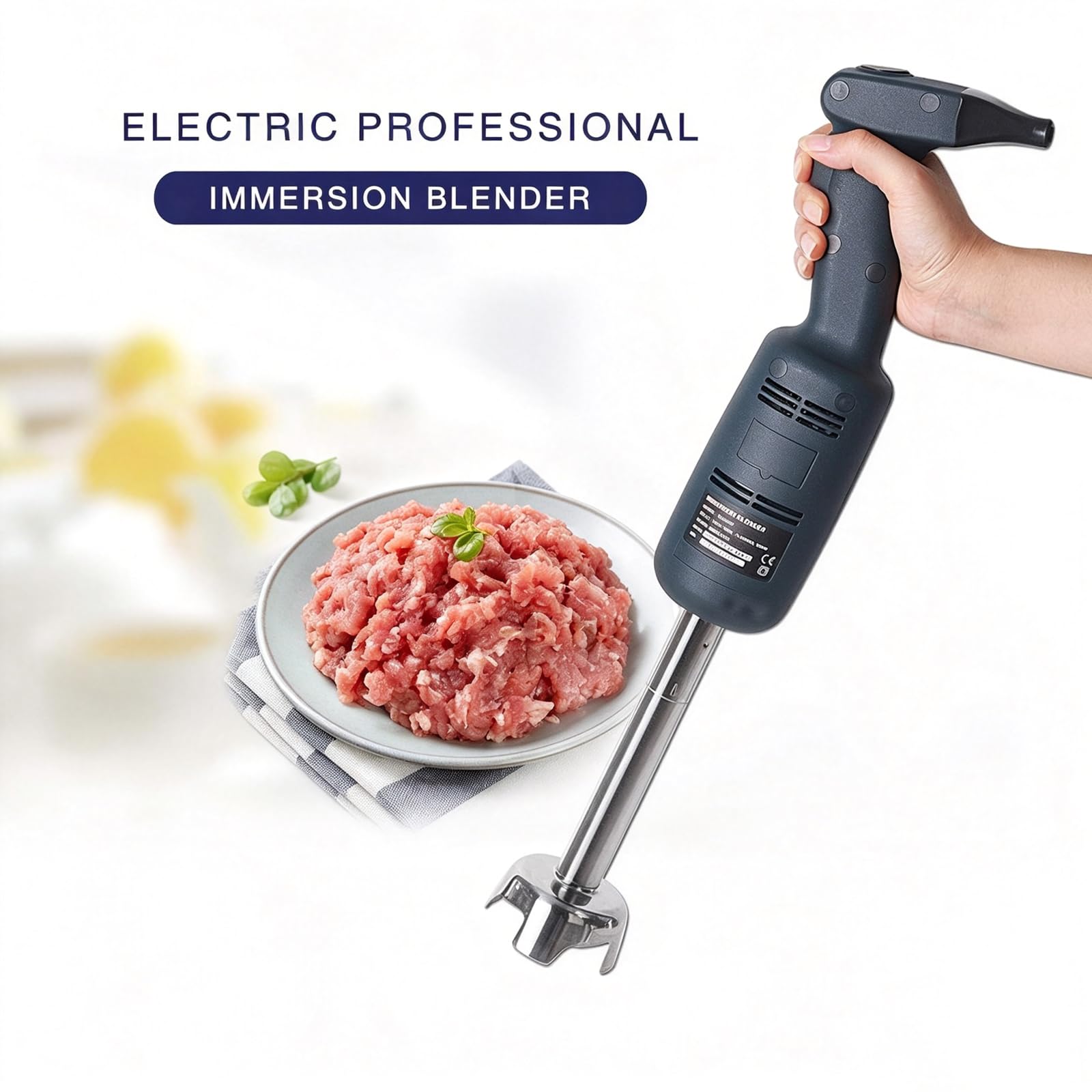 Frullatore A Immersione Professionale, Robusto, Da 220 W, Elettrico, Portatile Con Blocco Di Sicurezza, Ideale Per Grandi Quantità Di Zuppe E Salse In Cucine Professionali.