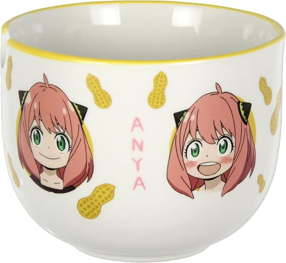 JUST FUNKY Spy x Family Anime Manga Many Faces Of Anya Ramen Bowl Bundle with Soup Bowl, Bamboo Chopsticks Set