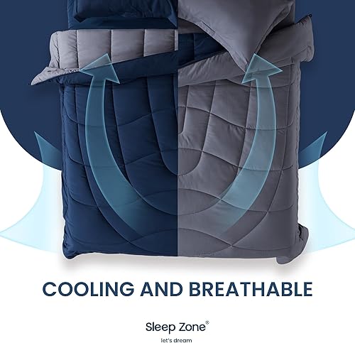 Miniatura 7 de SLEEP ZONE Relleno de edredón individualindividual XL, edredón reversible alternativo al plumón, ropa de cama ligera, suave y transpirable para