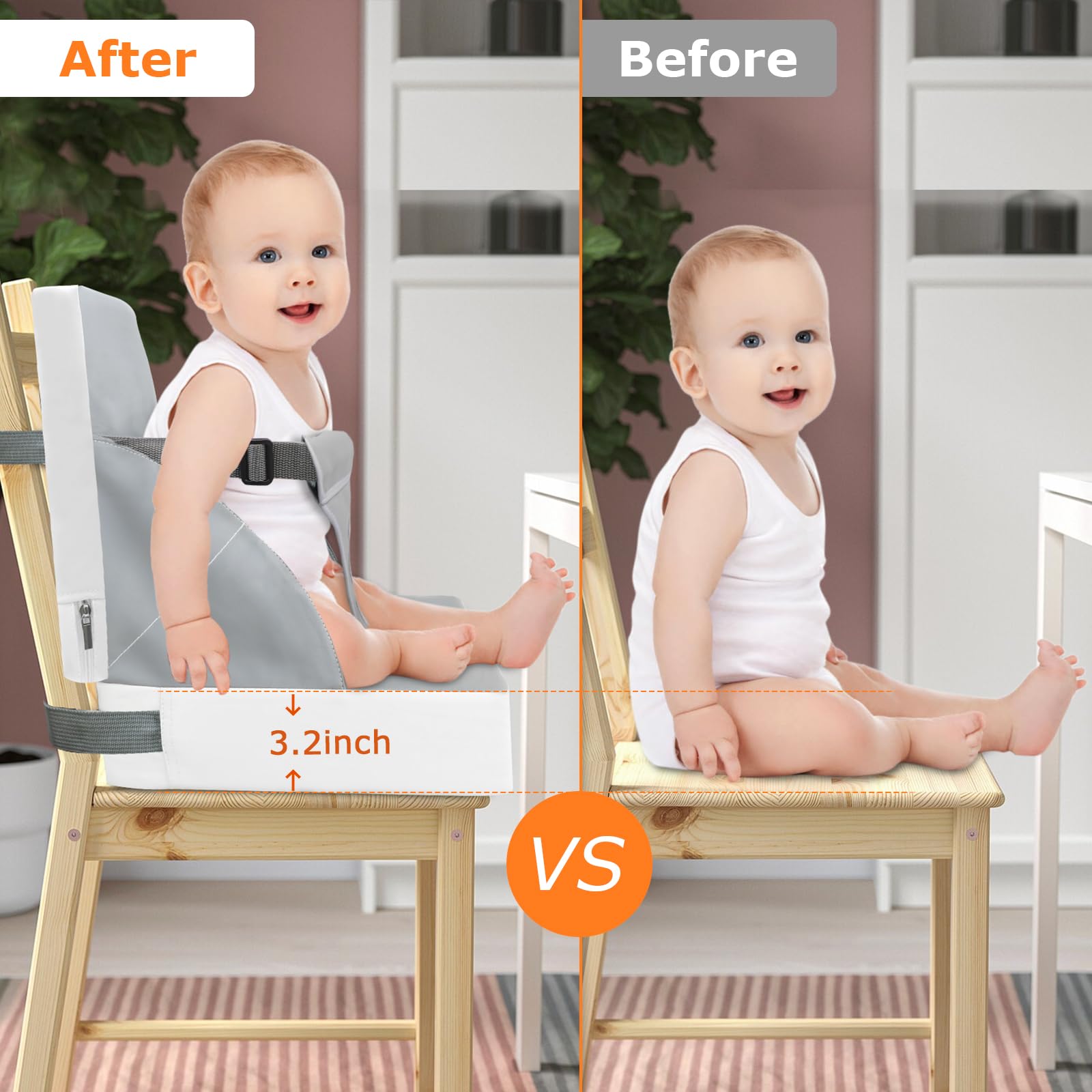 Sitzerhöhung Rialzo da Sedia per Bambini, 3-punto Cintura Cuscino di Seat Bambini Baby PU Impermeabile Sedia Portatile di Seat Elevation Con Cinture Cuscino di Seat