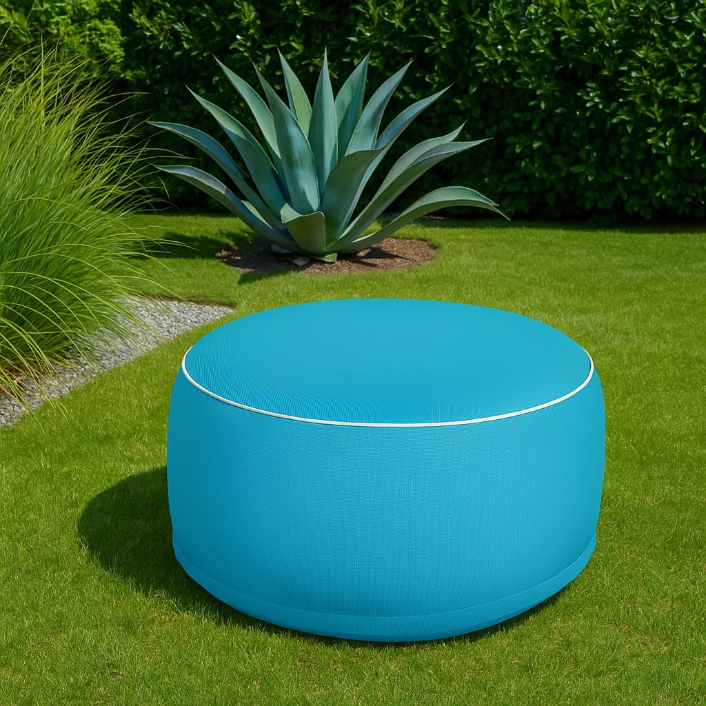 Brandsseller Pouf Gonfiabile per Esterni, Pouf Ø 55 x 25 cm, Impermeabile per Giardino, Terrazza, Soggiorno e Spiaggia, Resistente alle Intemperie e Facile da Pulire