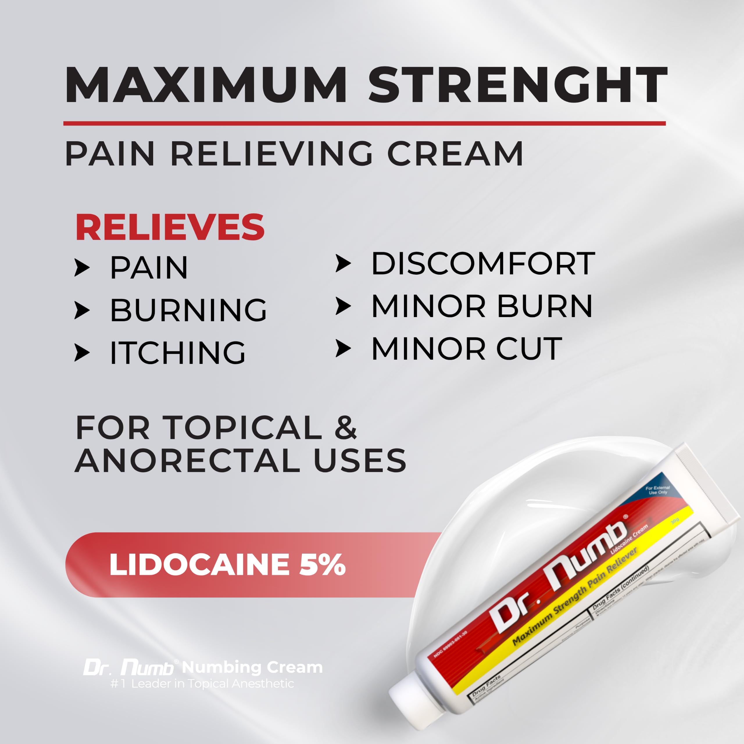 Dr. Numb 5% Lidocaine Numbing Cream Maximum Strength Pain Relief, 30 g — Amazon image 2