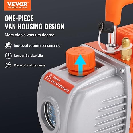 VEVOR Vacuum Pump with 11L Vacuum Chamber 100L/min Air Conditioning Vacuum Pump 150W AC 220V/50Hz 1440rpm 5pa 250ml Oil Capacity HVAC Vacuum Devices Cooling Vacuum Pump for Wood Stabilisation Resin Gassing