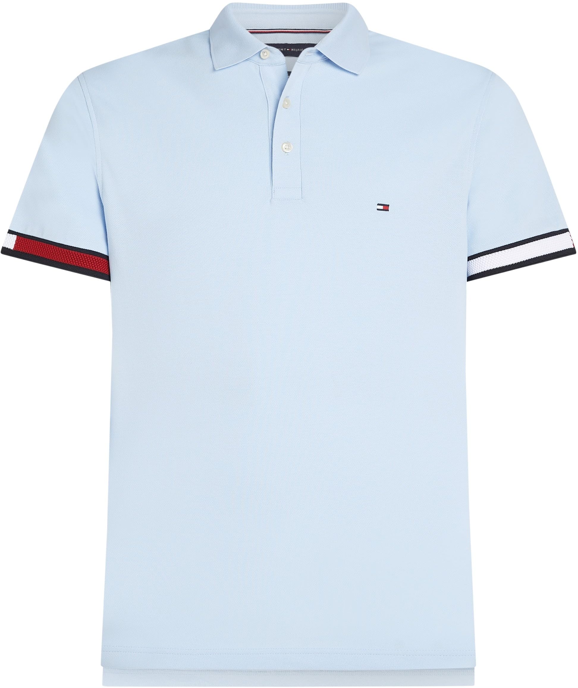Tommy Hilfiger Uomo Maglietta Polo Maniche Corte Flag Cuff Slim Fit