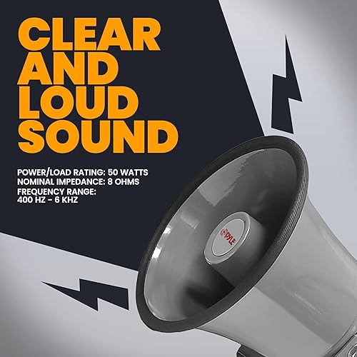 Miniatura 3 de Pyle Altavoz de bocina PA para interiores y exteriores, altavoz PA portátil de 8.1 pulgadas con impedancia de 8 ohmios y potencia máxima de 50