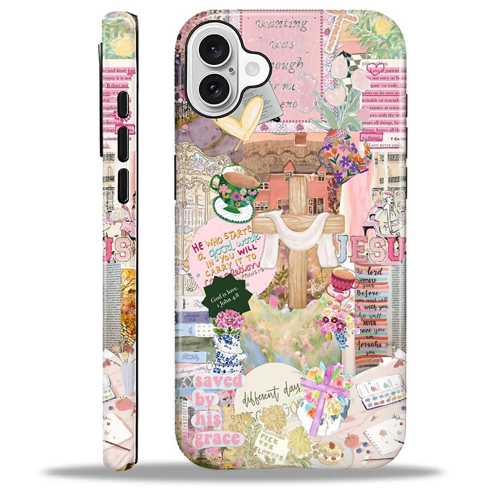 Funda para iPhone 16, TPU a prueba de golpes, protección contra caídas, carcasa rígida híbrida de 2 capas para iPhone 16-Love Jesus