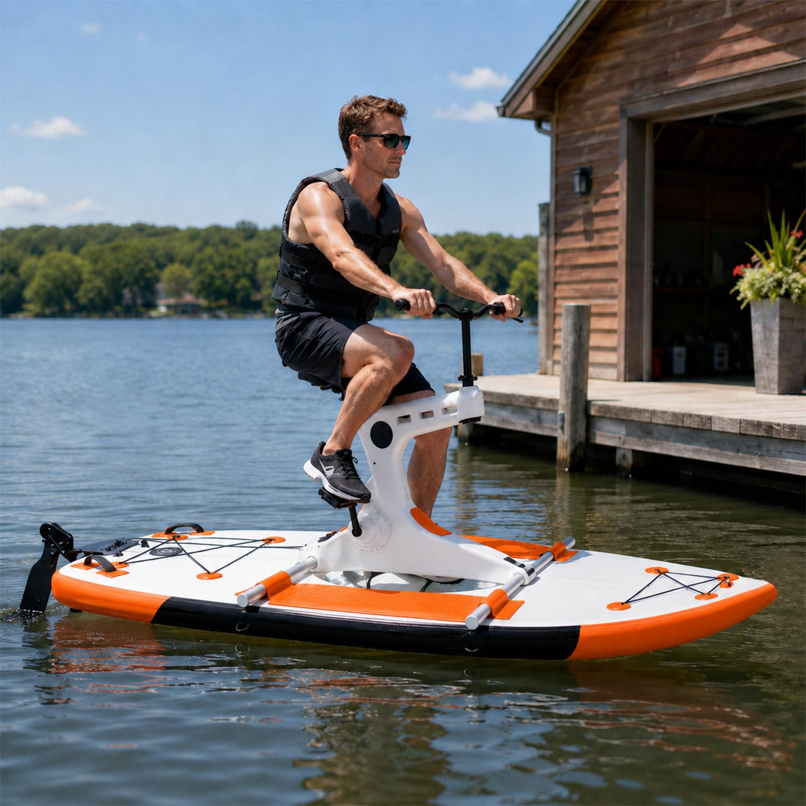 QJJML Water Bike For Adults, inflatable pedal water bike, Pedal Water Bike, One Person Pedal Boat For Lakes, Gentle Rivers, Resorts And Water Parks,Simple structure Orange