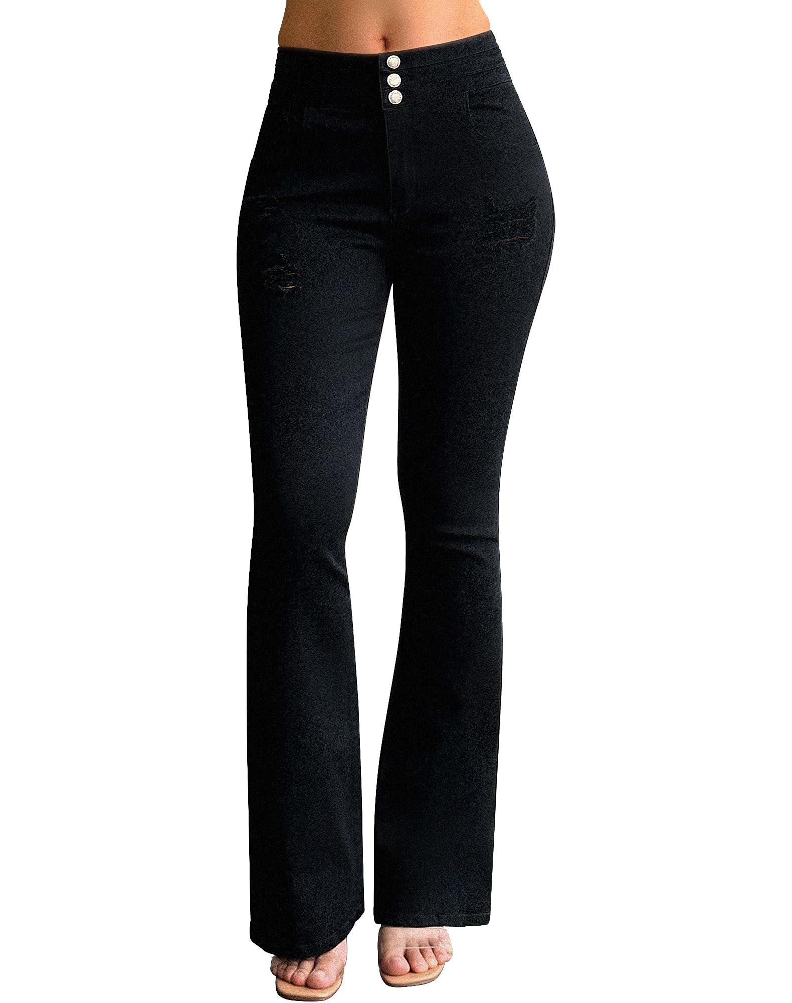 roswearWomen's Stylish High Elasticity Wide Leg High Waisted Jeans