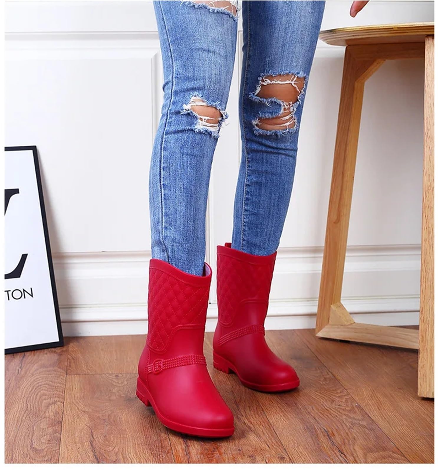 Regen Stiefel Frauen Waten Gummistiefel Plüsch Warme Winter Weibliche Galoschen Regenstiefel Frau für Outdoor