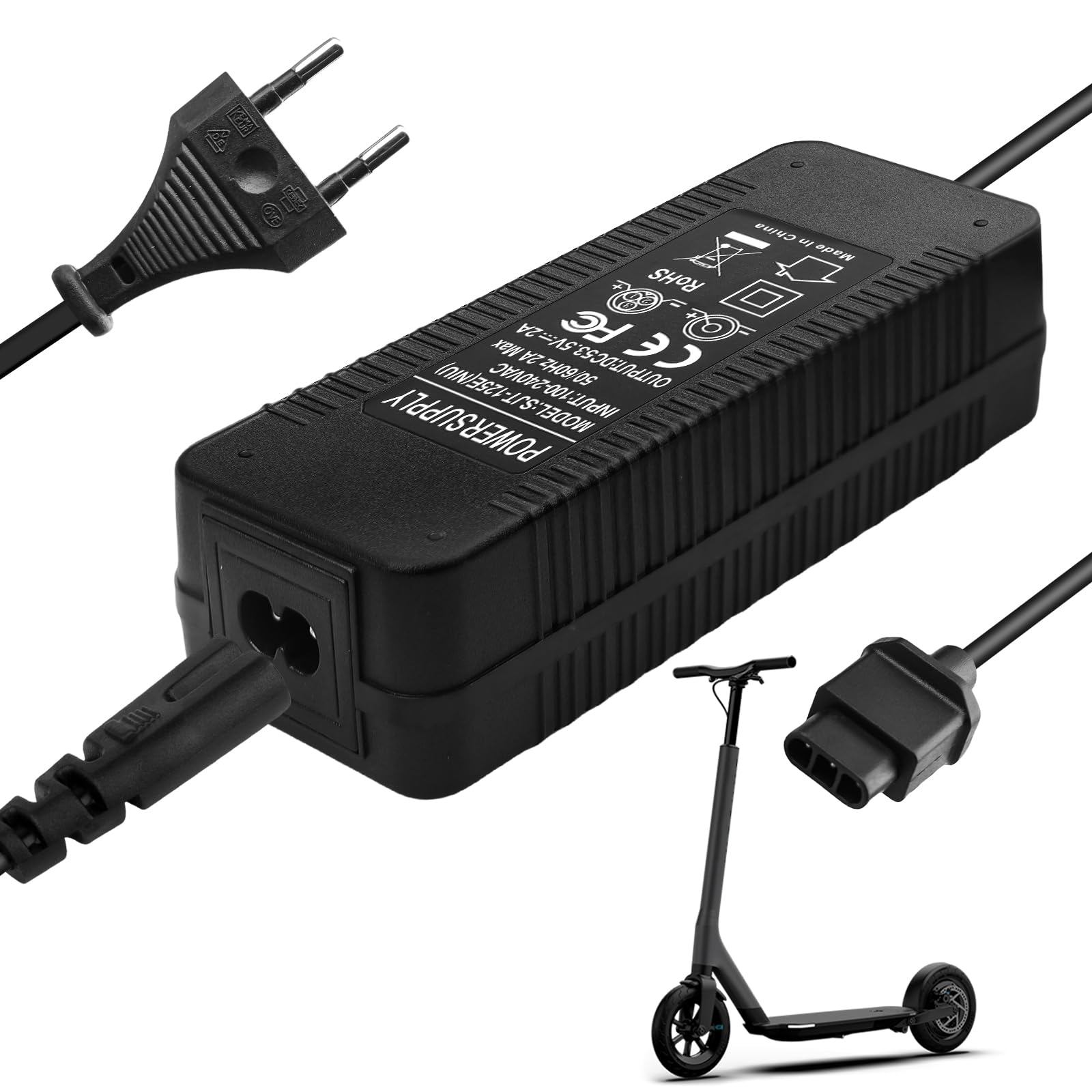 Chargeur de batterie 53,5 V 2 A pour scooter électrique NIU KQI2 KQI3, prise européenne pour scooter électrique KQi3 Pro/Max/Sport/KQi2 Pro, hoverboard, vélo électrique
