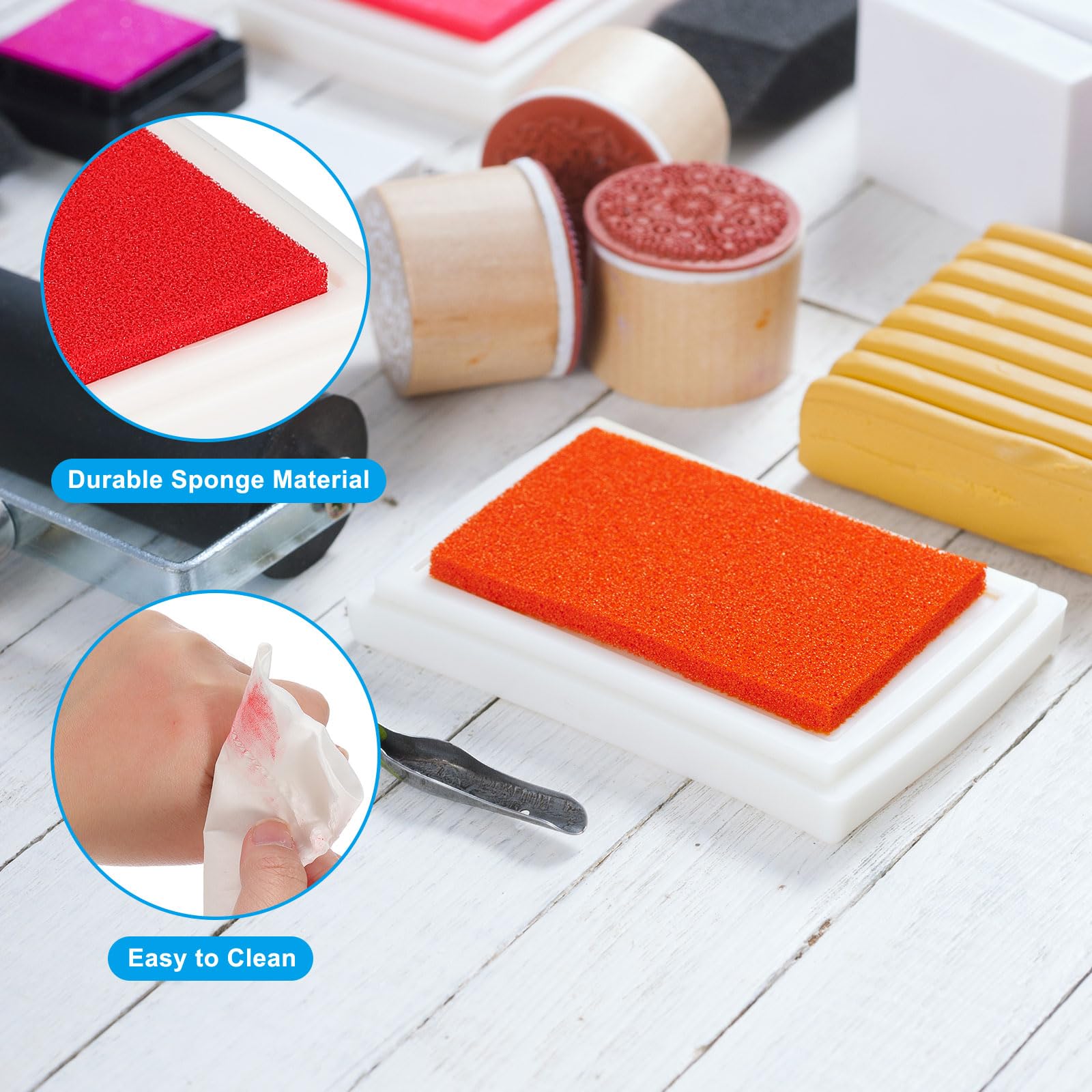 PATIKIL Craft Ink Pads for Stamps 2 Pcs Washable Finger Print Ink Stamp Pad Color DIY Square for Rubber Stamps Paper Scrapbooking Fabric Wood - Image 3