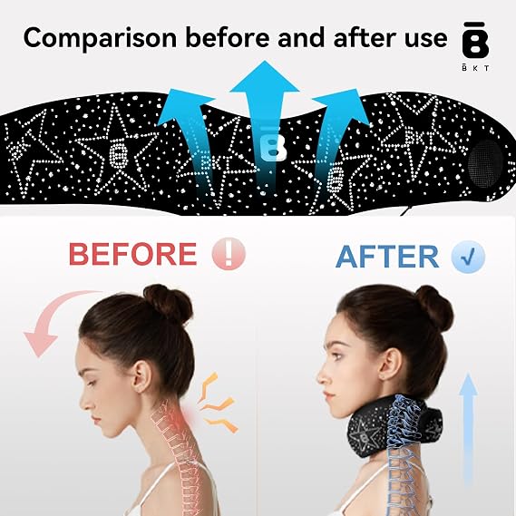 BKT Travel Pillow Memory Foam Cervical Neck Pillow Airplane Neck Support Travel Essentials Long Flight Essentials Neck Braces for Support Portable Plane Accessories (Grey)