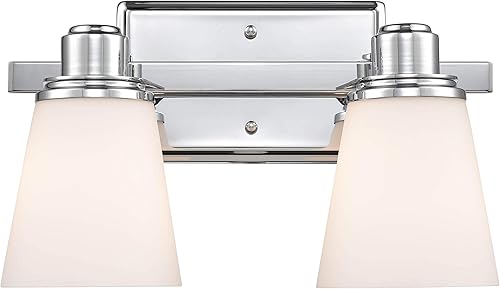 Miniatura 6 de Linea di Liara Terracina - Lámpara cromada para baño, 2 luces, para tocador de baño, con pantalla de vidrio esmerilado, certificación UL