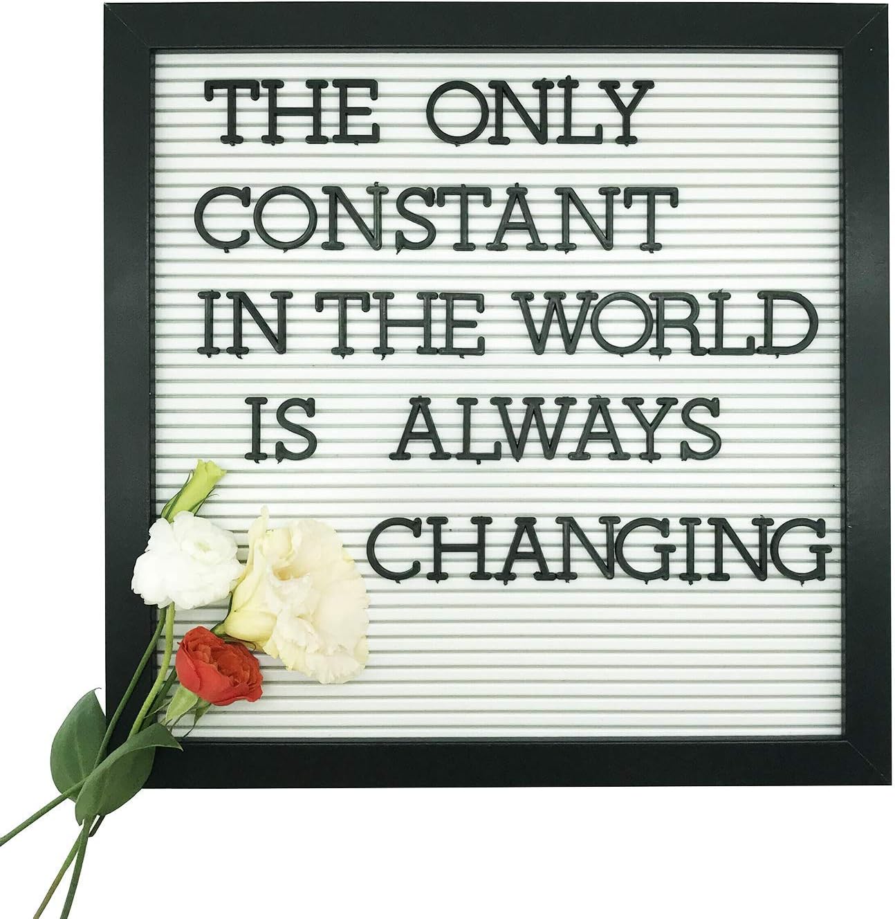 Plastic Letter Board with 1 Inch Letters - 188 Characters Include Plastic Letters, Numbers & Symbols, Changeable Letter Boards By Atoz Create, Message Board Sign, Black & White & Grey, 12 x 12 x 1.5 Inches