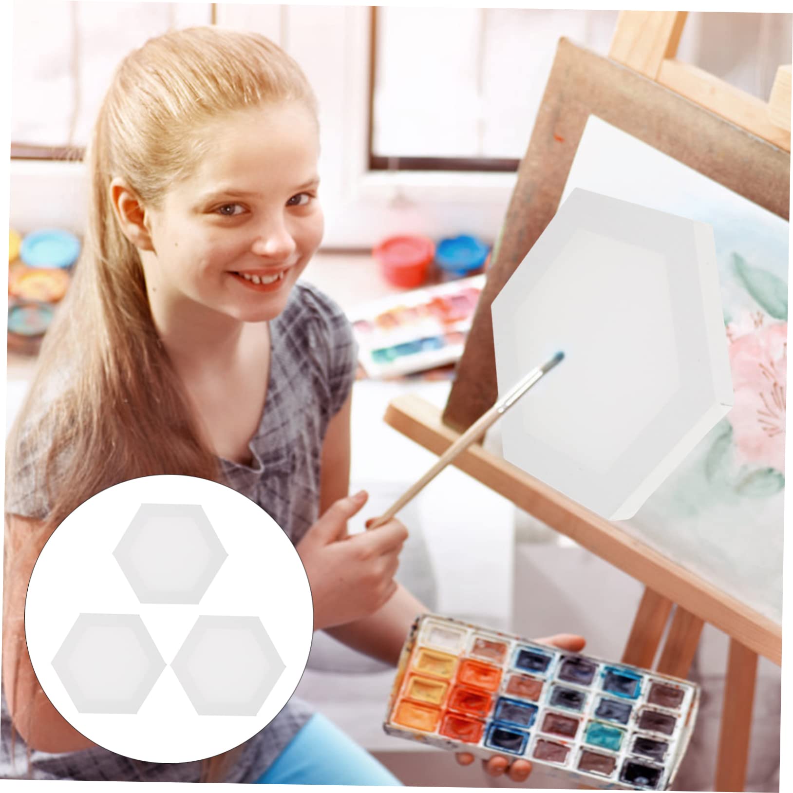 3pièces Toile Vierge Étirée Pour Peinture à Huile Cadre Pour Étudiants Et Artistes Débutants