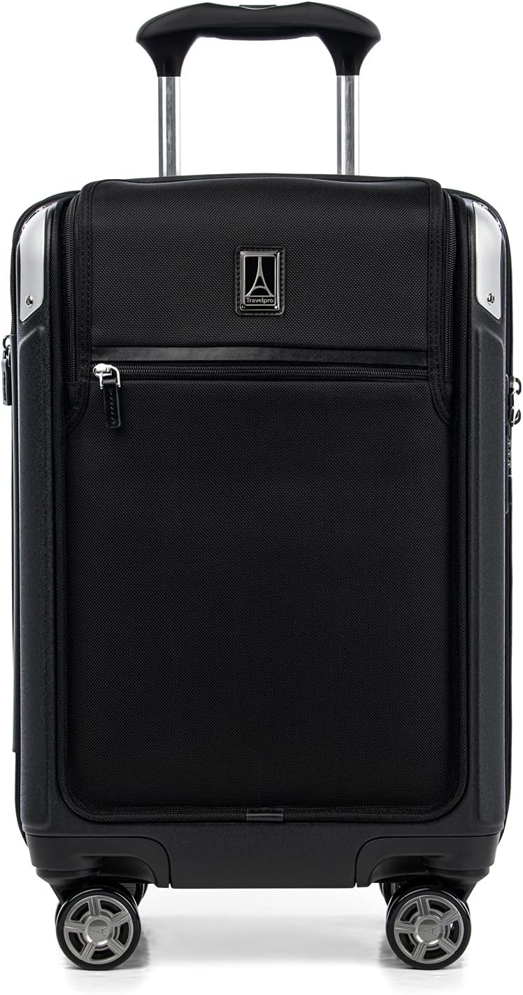 Travelpro Platinum Elite Hardside Expandable Carry on Luggage, 8 Wheel Spinner, TSA Lock, Hard Shell Polycarbonate Suitcase, Shadow Black, Carry on Laptop Pocket 21-Inch