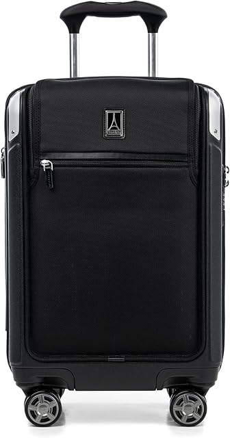 Travelpro Platinum Elite Roue extensible côté rigide TSA Serrure de coque dure en polycarbonate Valise, Noir Ombre, Compact continuer avec la poche d'ordinateur portable 20-Inch