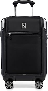Travelpro Platinum Elite Hardside قابل للتوسيع حمل على الأمتعة ، 8 عجلات سبينر ، قفل TSA ، حقيبة بولي كربونات صلبة ، ظل أسود ، حمل على كمبيوتر محمول 21 بوصة