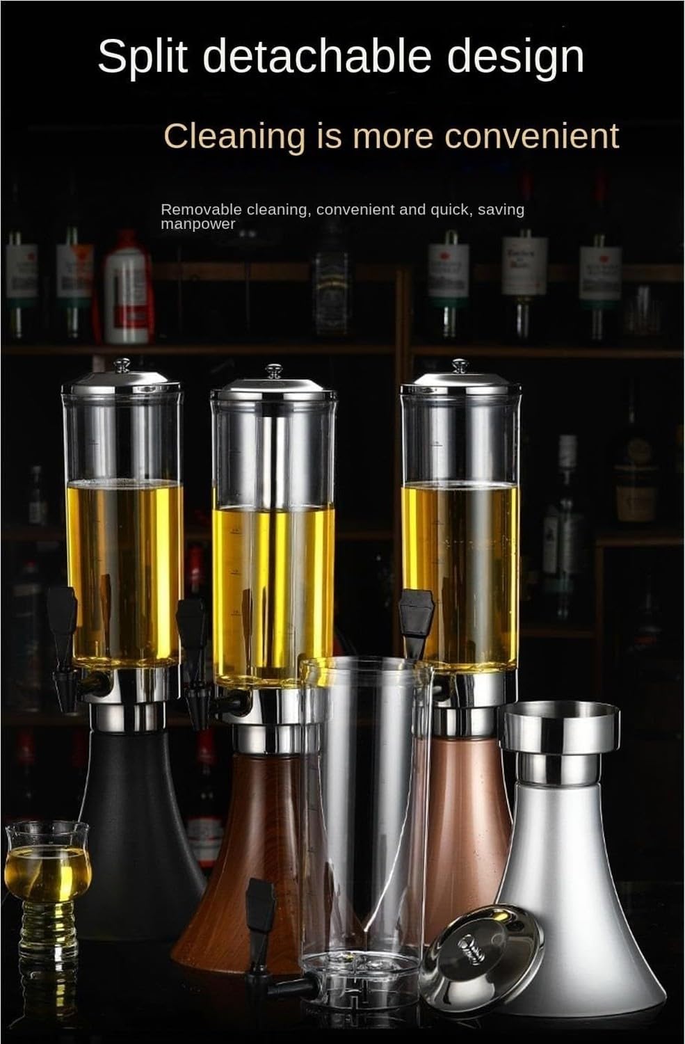 Dispensador de Cerveza de Grifo para Fiestas, 3L/100oz, Jarra eléctrica dispensadora de Bebidas de Mesa, Recipiente para Agua y cócteles, Oro, 22x61cm