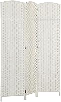 HOMCOM 6FT 3-Panel Folding Room Divider Privacy Screen, Wicker Weave White Partition for Bedroom, Office, Dorm