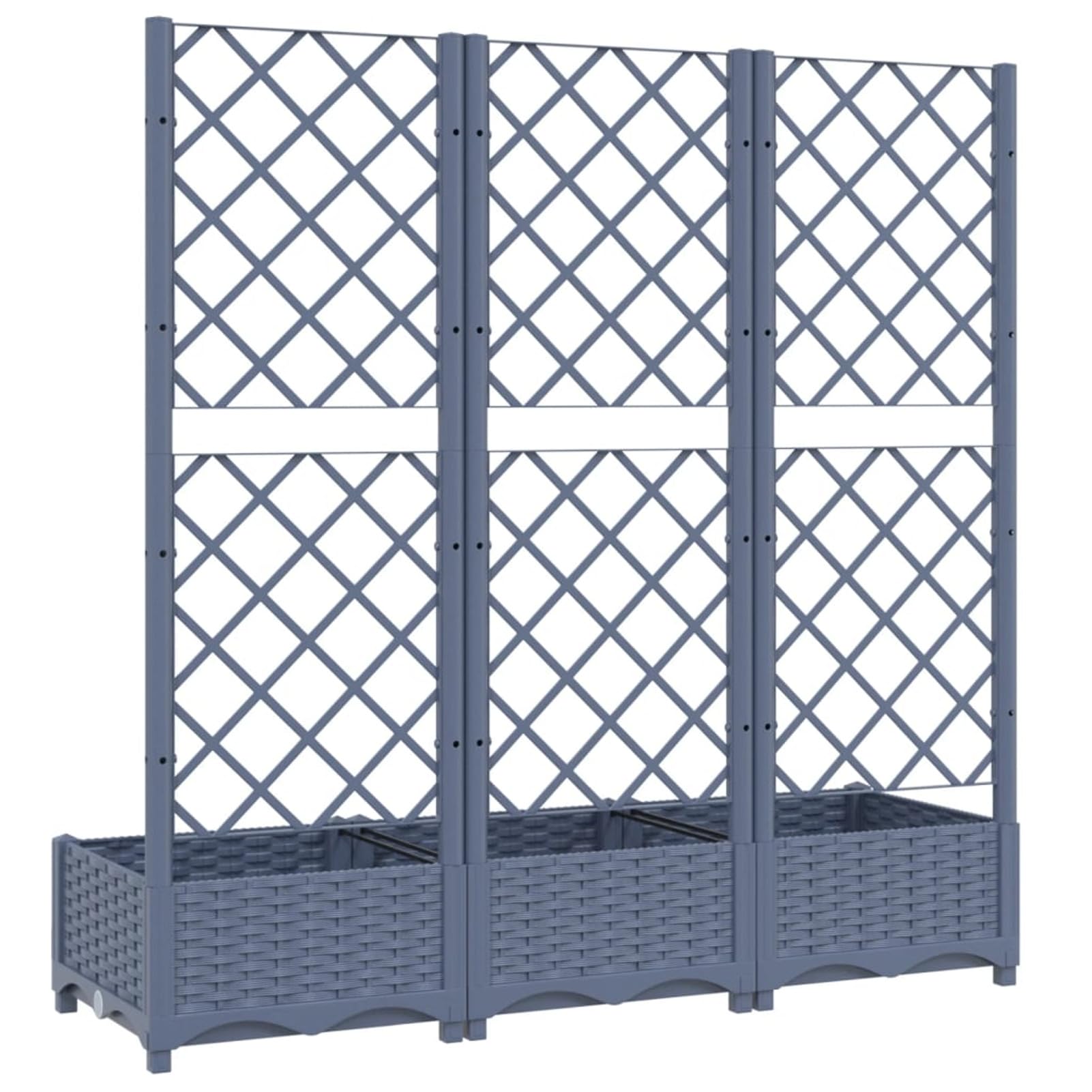 IKAYAA Jardinera con Enrejado PP Jardinera con Celosía Gris Oscuro Macetero con Soporte para Flores Plantas en Exterior Terraza Jardín Balcón 120 x 40 x 121.5 cm