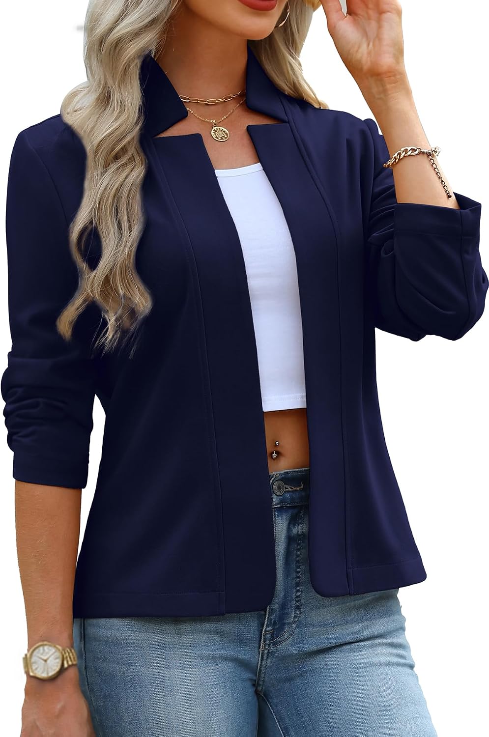 ELLEVEN Knit Blazer Women, Business Casual Jacket