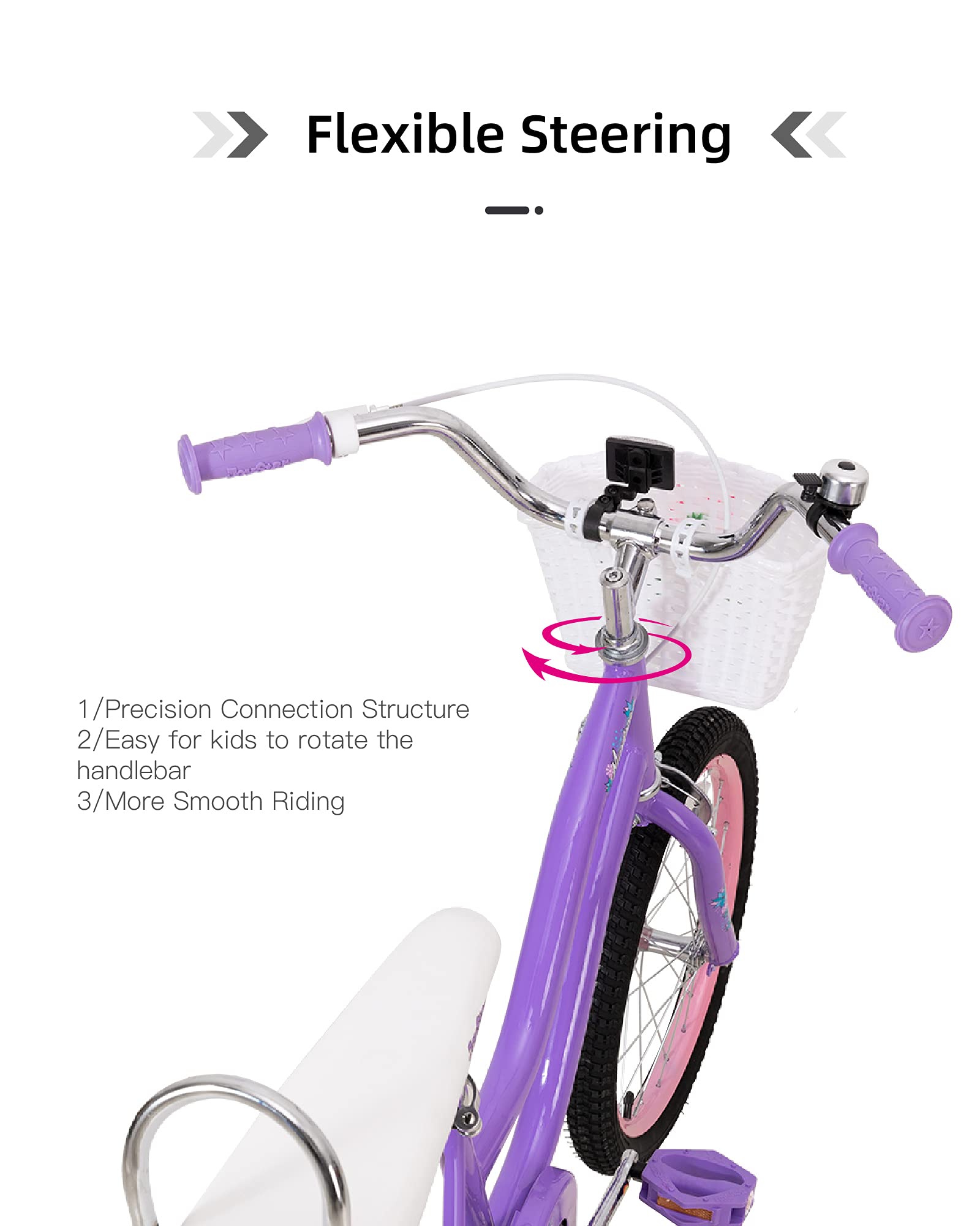JOYSTAR 20 Inch Girls Bike with Training Wheels, Banana Seat Bike for Girls Ages 7-12 Years Old, Kids' Girls Bicycle with Front Handbrake and Coaster Brakes, Kickstand Included Purple