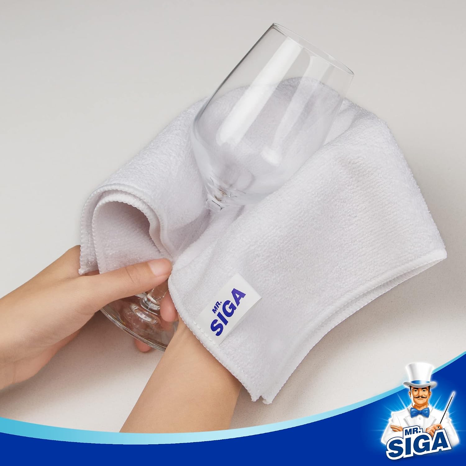 MR.SIGA Microfiber Cleaning Cloths, Streak Free Microfiber Towels, 12 Pack | All-purpose microfiber cloths, ultra absorbent, reusable household cleaning towels, White 32 x 32 cm(12.6 x 12.6 inch) thumbnail 6
