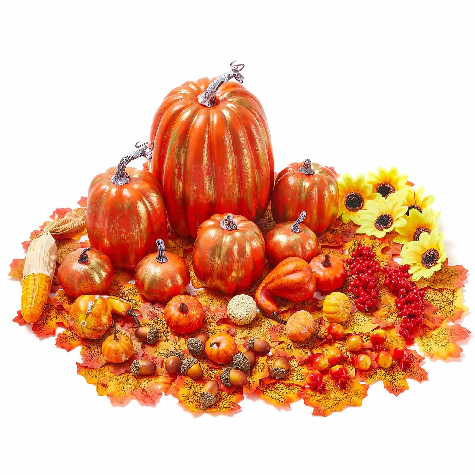 BINPURE Thanksgiving Decoration Artificial Pumpkins, Fall Decorations for Home Pumpkin Kitchen