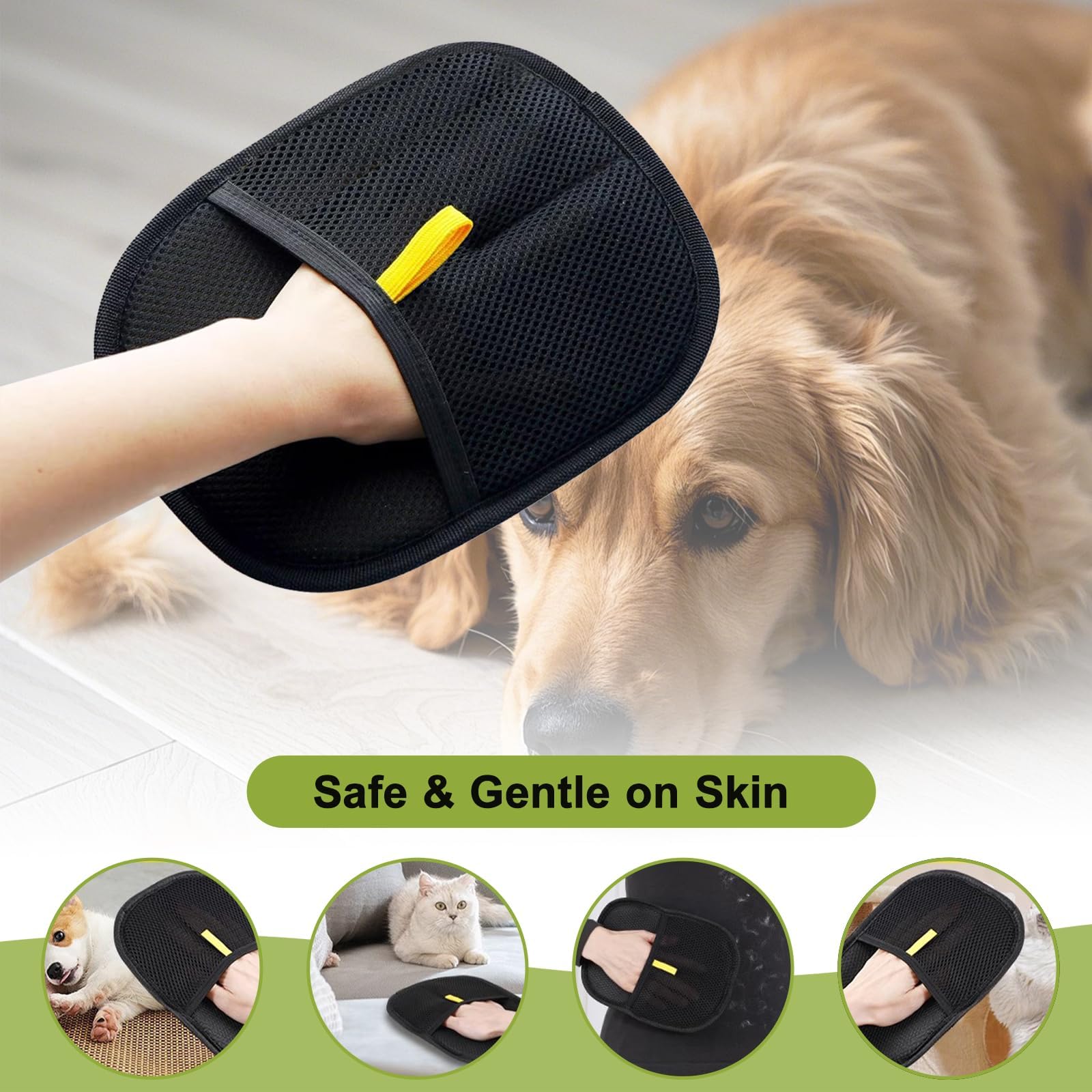 FENGRUI Pet Grooming Gloves,2 Pcs Reusable and Durable Double Sided Pet Hair Removal Gloves for Cat Dogs,Versatile Static Removal Gloves for Washing Deshedding,Grooming - Image 4