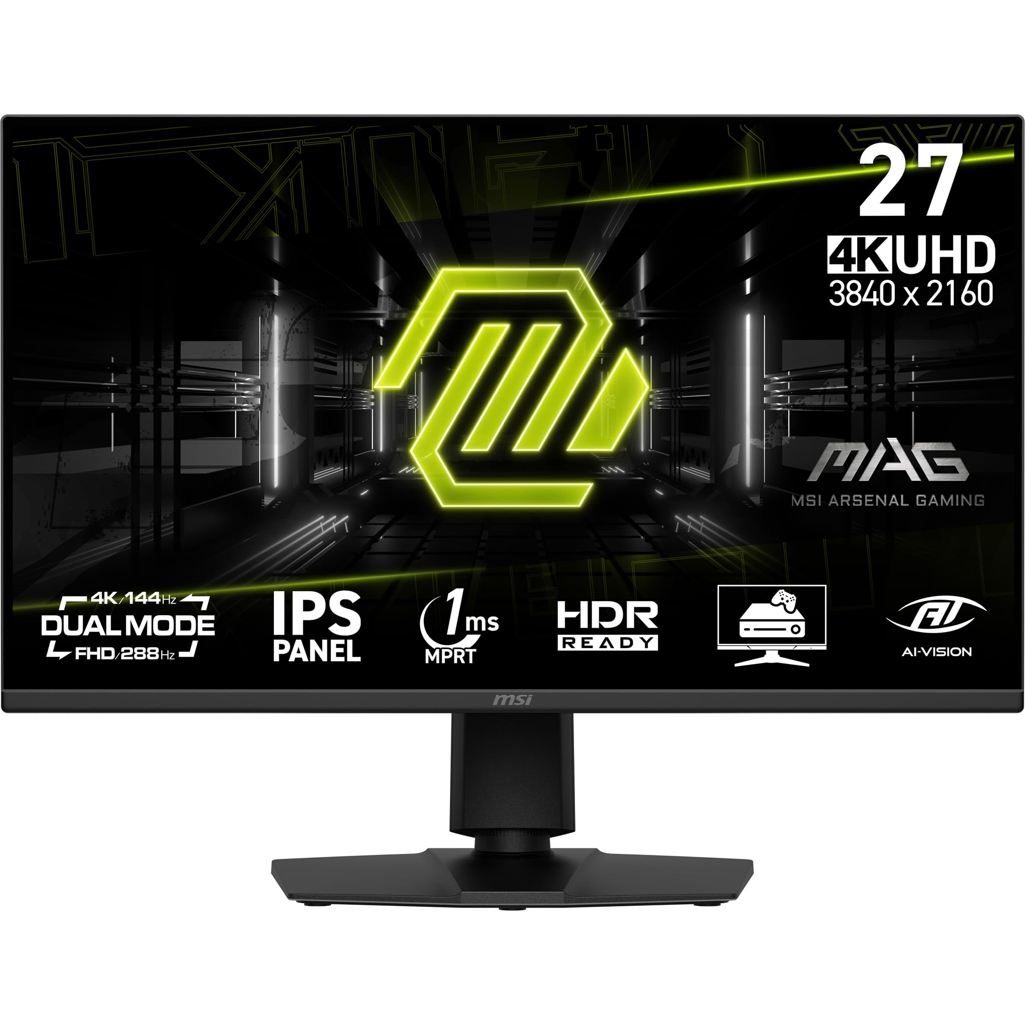 MSI MAG 275UPD E14 Gaming Display 27" 4K UHD - Panel IPS 3840 x 2160, 1 ms, HDR Ready, tryb podwójny, AMD FreeSync Premium, tryb podwójny, HDMI 2.1, DP 1.4a, z regulacją wysokości/nachylenia, czarny