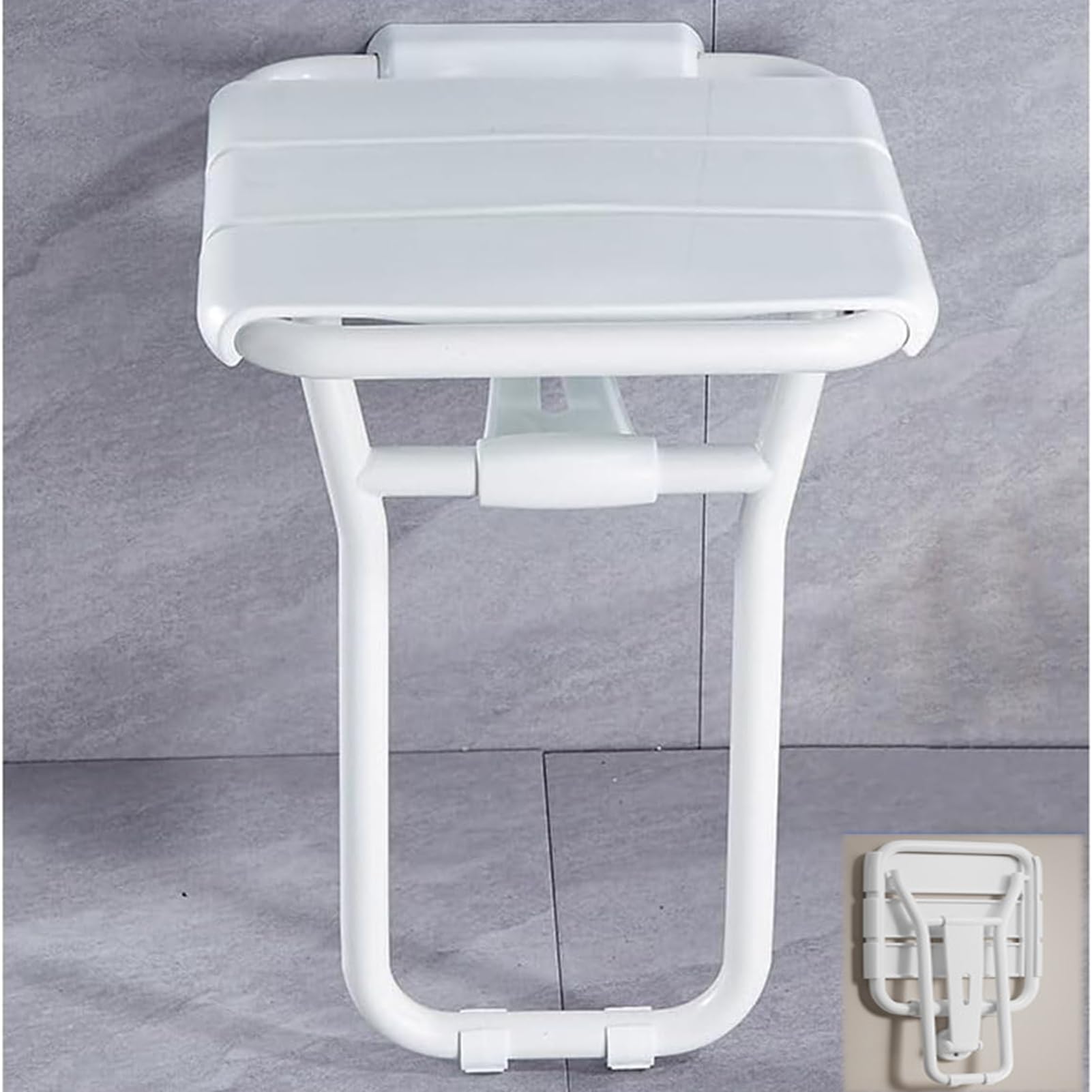 SLDAGe Folding Shower Seat, Bathroom Hidden Wall Seat with Anti-Slip Support Legs Chair
