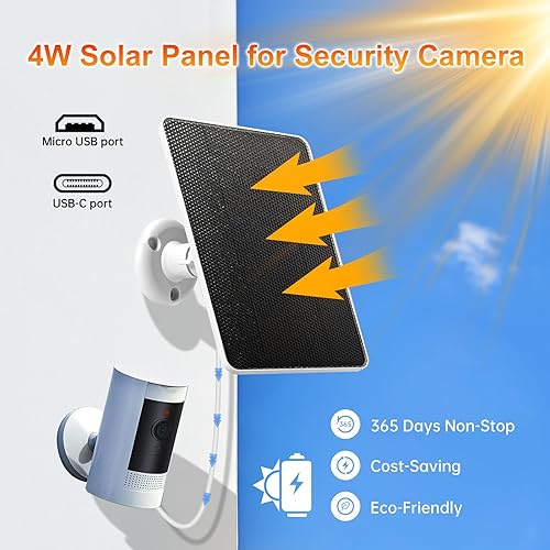 Miniatura 2 de Paneles solares de 4 W para cámara de seguridad, panel solar de cámara pequeña con impermeabilidad IP65, cable de 9.8 pies, soporte ajustable de