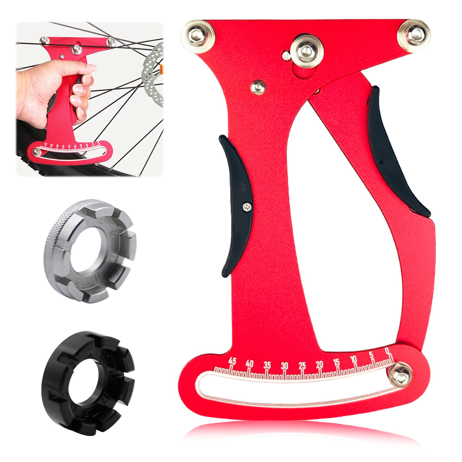Tensiomètre Pour Rayons De Vélo Jauge De Tension Avec 2 Clés à Rayons – Outil De Réglage Pour Roues, Fabrication/correction, Aluminium Rouge