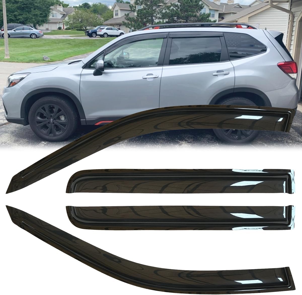 4pcs Original Shatterproof Rainproof Side Window Wind Deflectors for Subaru Forester 2019-2024,Tape-on Rain Guards Sets,Nice Looking Window Visors for Cars,Vent Deflector for Forester 19-24 SUB27