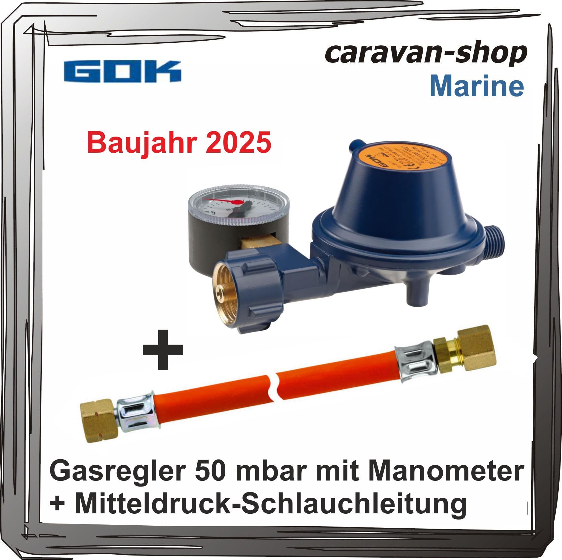 GOK Schlauchleitung 40cm Für Marine Boot - Messing Gasschlauch Regleranschluss
