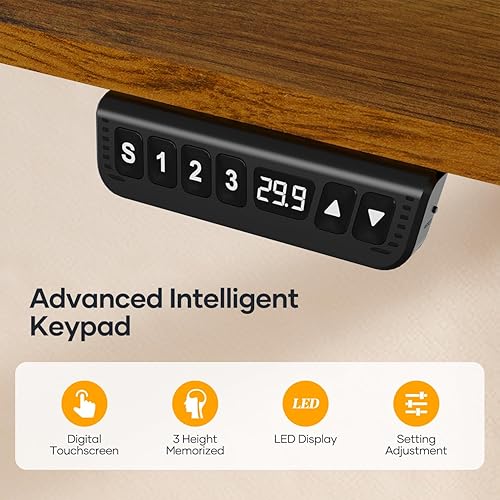 Miniatura 3 de Crenova Escritorio eléctrico de pie ajustable en altura, 55 x 28 pulgadas, estación de trabajo ergonómica de escritorio con ruedas bloqueables,