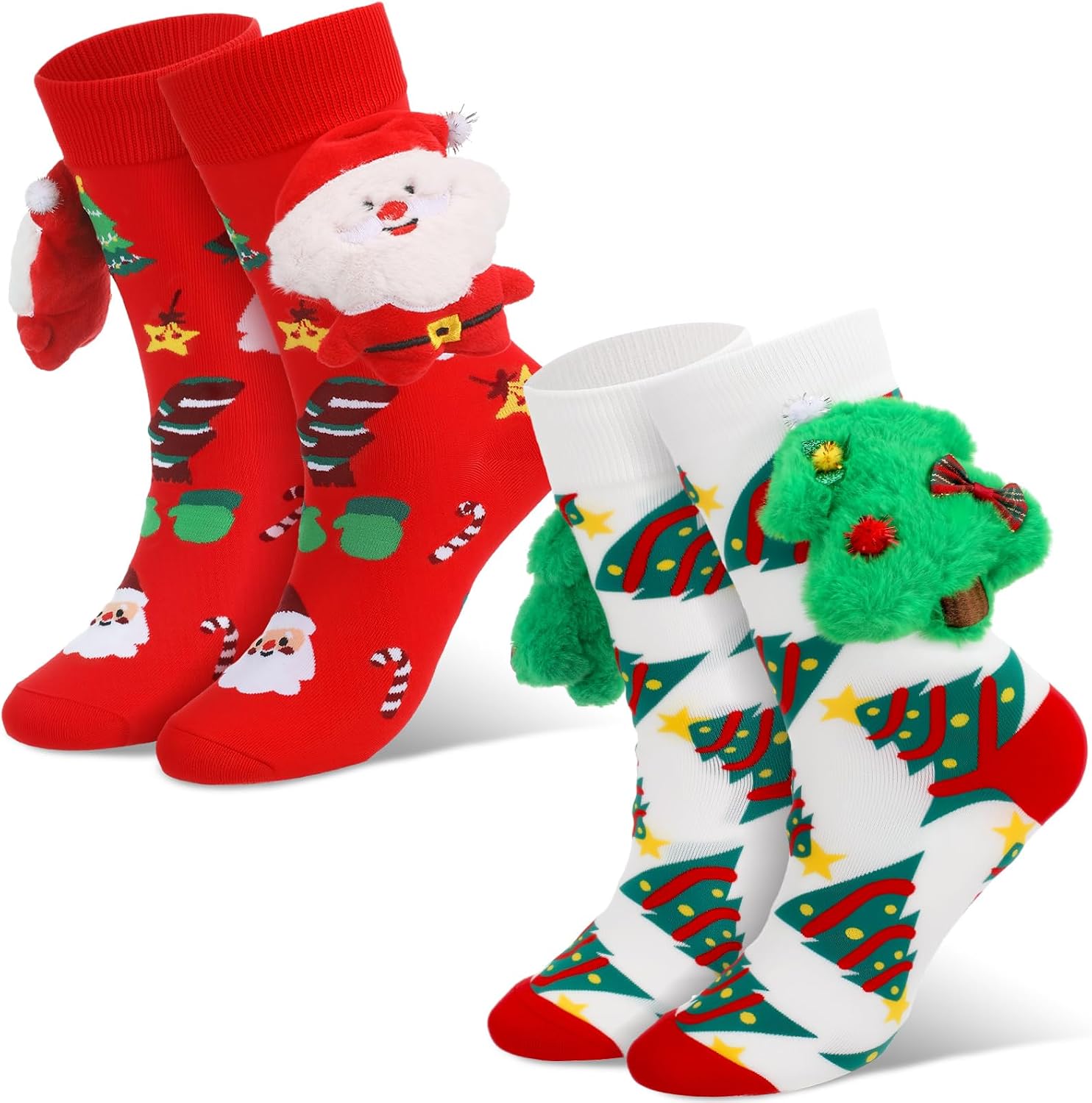 Glitopper 2 Pairs 3D Socks Gift Funny 3D Crew Socks Novelty Fast Food Burger Hot Dog Pizza Toast Football for Couple