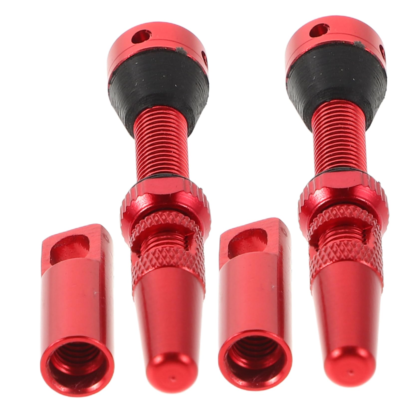 EXAOMBLE 2pcs Aluminum Alloy French Tire Vacuum Valve Set Side Hole Valve Stem Replacement Kit for Bike and Air Tightness for Mountain and Road Biking