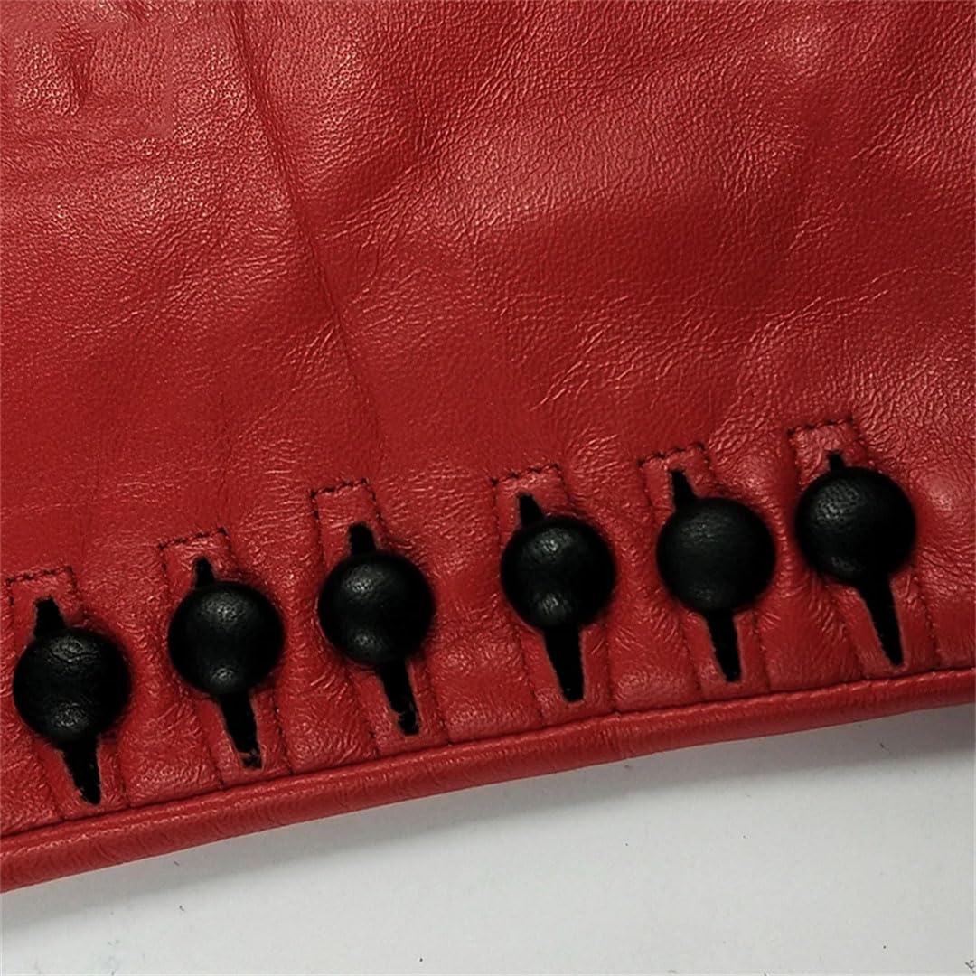 Damen-Handschuhe, echtes Leder, Winter, Ziegenhaut, warme Handschuhe, rot, Größe 9, rot, 9