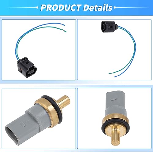 Miniatura 6 de No.06A919501 Sensor de temperatura del refrigerante de agua W/arnés de conector Pigtail para Audi A4 A6 RS4 RS6 para VW Passat Beetle para Porsche