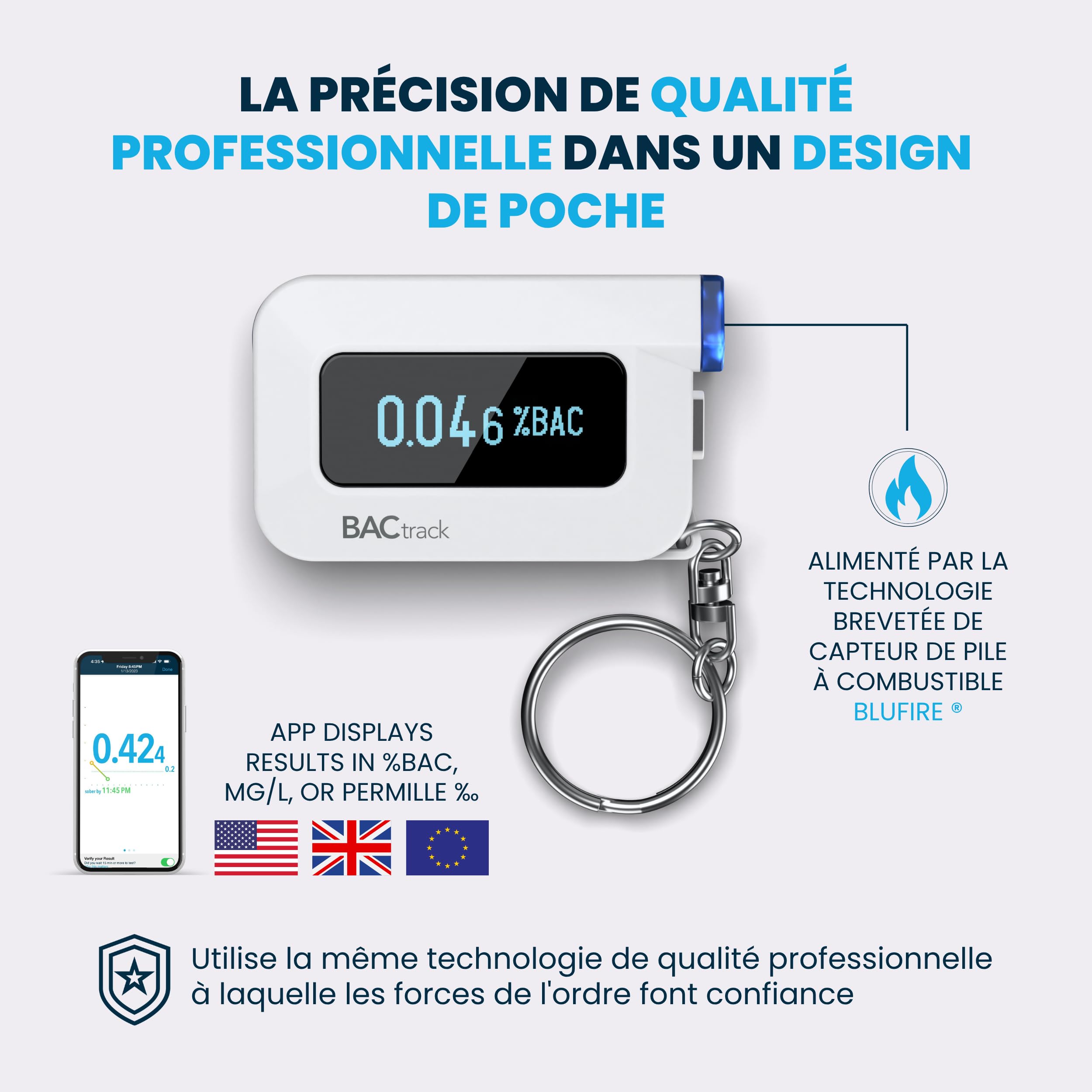BACtrack Éthylotest Alcootest C6, Précision de Qualité Professionnelle, Connectivité Bluetooth sans Fil pour Smartphone en Option pour Appareils Apple iPhone, Google et Samsung, Android